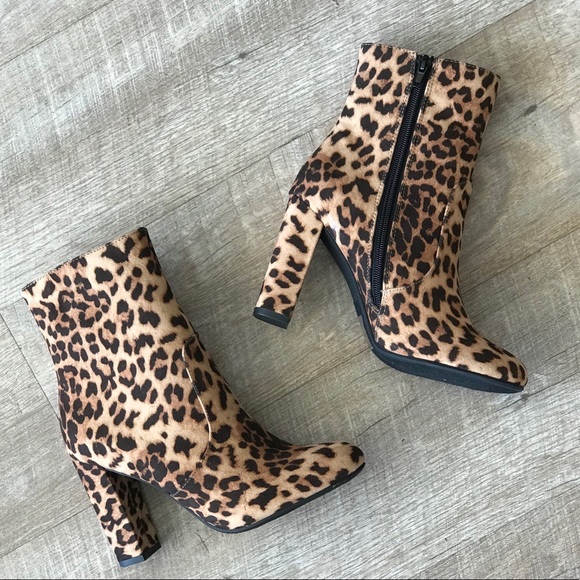 cheetah heeled booties